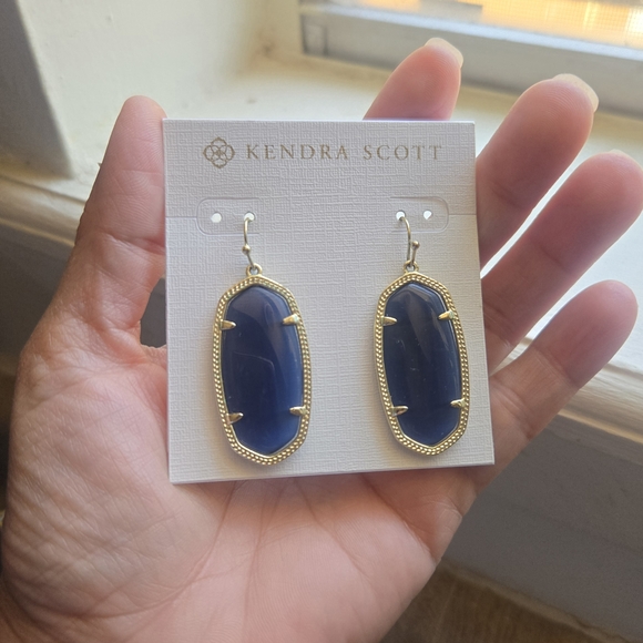 Kendra Scott Gold and Blue Earrings - Picture 3 of 4